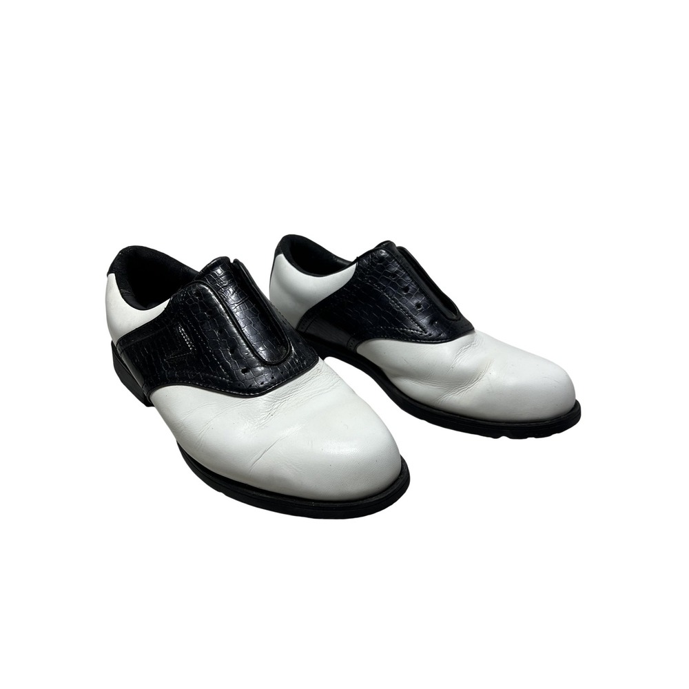 Callaway Golf Shoes Sneakers Womens‎ Size 8 White Black Leather Spikes Slip-On